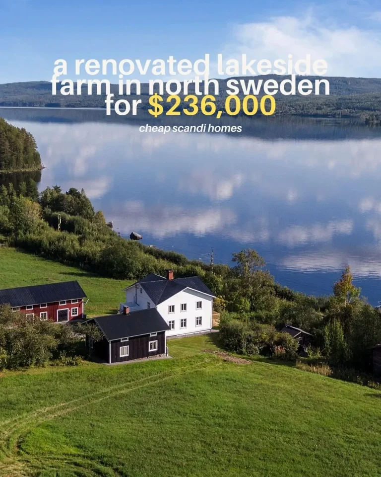 A Renovated Lakeside Farm with Outbuildings in North Sweden – $236,000